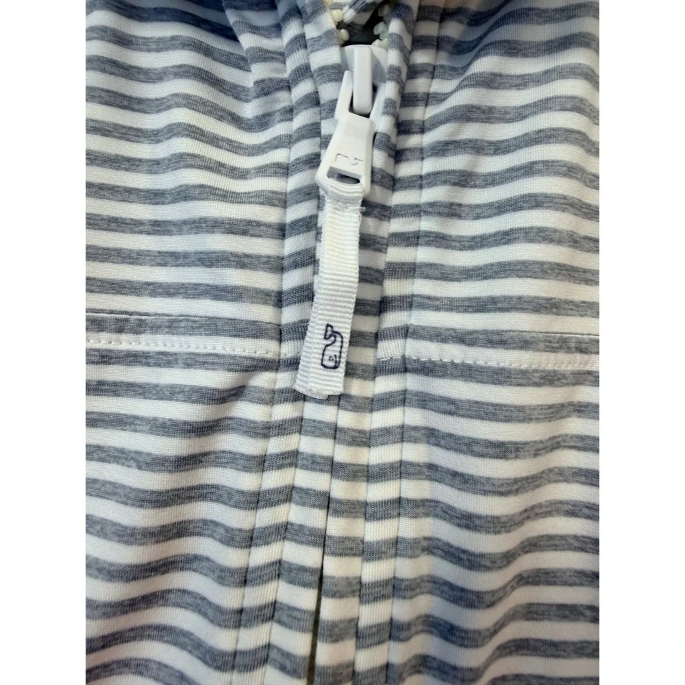 Vineyard Vines Mens Shep Shirt Grey White Striped Quarter Zip Pullover Small